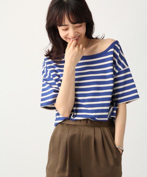 A part by(アパートバイ)の「CボーダーワンショルSS 836668(Tシャツ/カットソー・レディース・ホワイト系その他/ブルー系その他/ブルー系その他2・FREE)」の10枚目の写真
