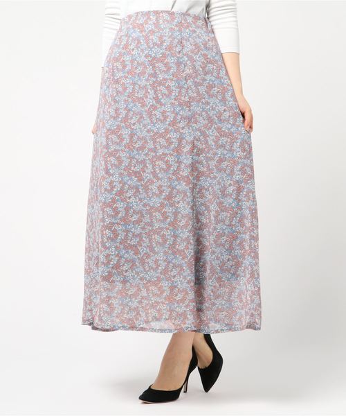 STYLEBLOCK（スタイルブロック）の「シフォン花柄フレアマキシスカート（スカート・レディース・アイボリー/ラベンダー/ブルー/ネイビー・M）」の3枚目の写真