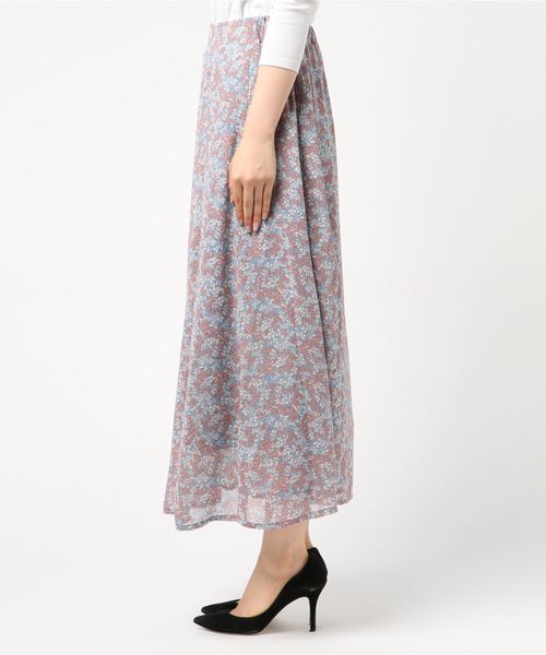 STYLEBLOCK（スタイルブロック）の「シフォン花柄フレアマキシスカート（スカート・レディース・アイボリー/ラベンダー/ブルー/ネイビー・M）」の5枚目の写真