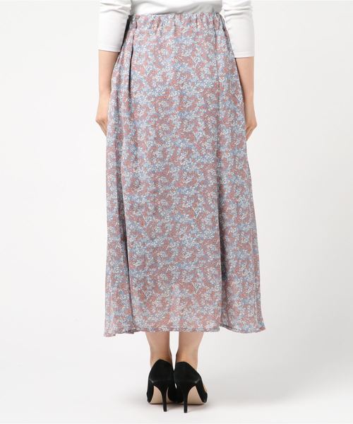 STYLEBLOCK（スタイルブロック）の「シフォン花柄フレアマキシスカート（スカート・レディース・アイボリー/ラベンダー/ブルー/ネイビー・M）」の6枚目の写真