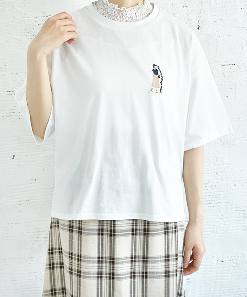 PairPair（ペアペア）の「女の子刺繍Tシャツ（Tシャツ/カットソー・レディース・ブラック/オフホワイト/ホワイト系その他・FREE）」の9枚目の写真