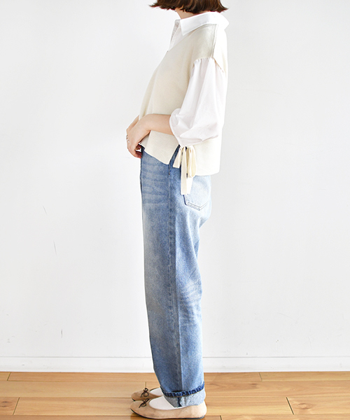 PairPair（ペアペア）の「サイドリボンショートベスト（その他トップス・レディース・ブルー/アイボリー・FREE）」の8枚目の写真