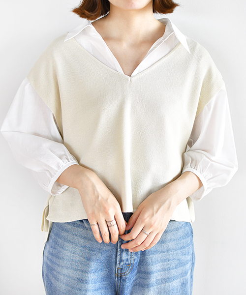 PairPair（ペアペア）の「サイドリボンショートベスト（その他トップス・レディース・ブルー/アイボリー・FREE）」の10枚目の写真