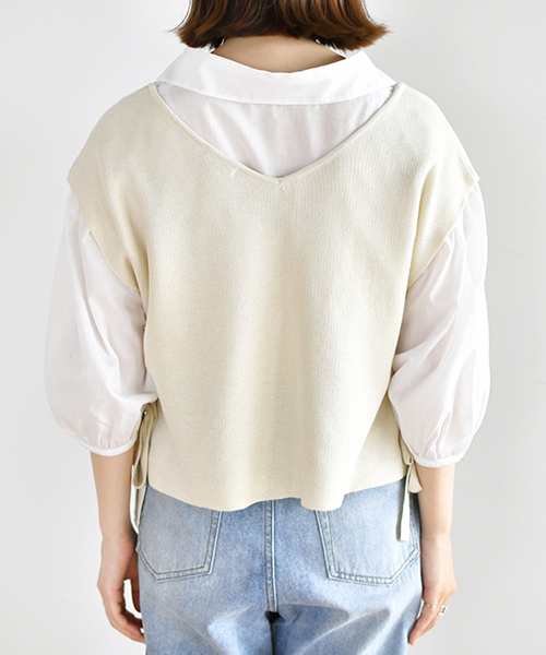 PairPair（ペアペア）の「サイドリボンショートベスト（その他トップス・レディース・ブルー/アイボリー・FREE）」の11枚目の写真