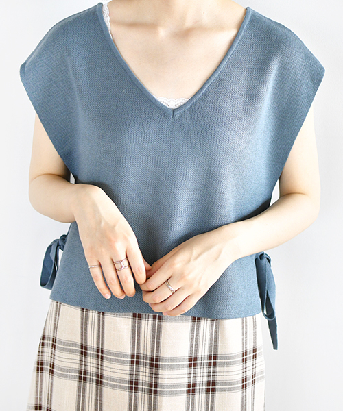 PairPair（ペアペア）の「サイドリボンショートベスト（その他トップス・レディース・ブルー/アイボリー・FREE）」の18枚目の写真