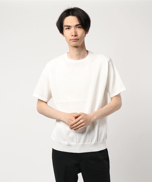 EDIFICE(エディフィス)の「ワシ×ポリ クルーネック ショートスリーブ(ニット/セーター・メンズ・ホワイト/ベージュ/ネイビー/オレンジ・SMALL/MEDIUM/LARGE)」の17枚目の写真