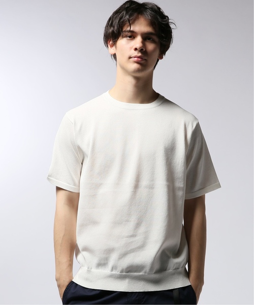 EDIFICE(エディフィス)の「ワシ×ポリ クルーネック ショートスリーブ(ニット/セーター・メンズ・ホワイト/ベージュ/ネイビー/オレンジ・SMALL/MEDIUM/LARGE)」の8枚目の写真