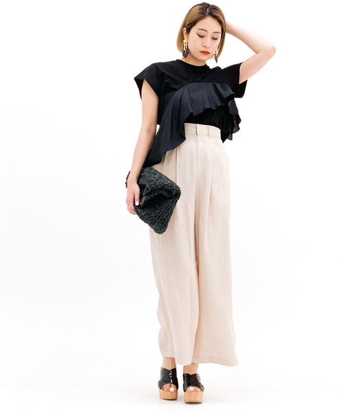 セール Narcissus リネンレーヨンワイドパンツ パンツ