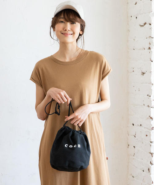 coen（コーエン）の「coen2WAYロゴキンチャクバッグ（ショルダーバッグ・レディース・オフホワイト/ブラック・FREE）」の16枚目の写真