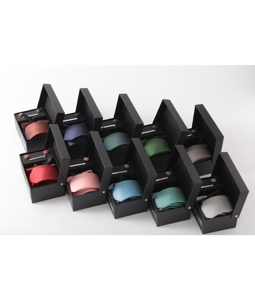 Quit Running(クイトランニング)の「ヘリンボーン シルク編みネクタイ メンズ スーツ ギフト箱4点セット ナロータイ(ネクタイ・メンズ・ダークグリーン/ブラウン/グレー/レッド/ピンク/シルバー/ブルー/グリーン/ライトグリーン/ダークブルー/ホワイト・FREE)」の12枚目の写真