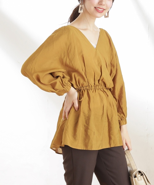 natural couture（ナチュラルクチュール）の「2WAYドロストチュニック（シャツ/ブラウス・レディース・ピンク/マスタード/ライトベージュ/モカ・FREE）」の4枚目の写真