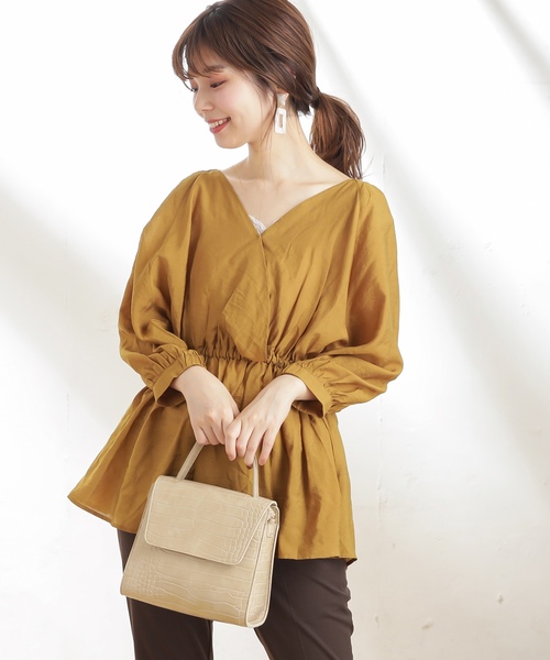 natural couture（ナチュラルクチュール）の「2WAYドロストチュニック（シャツ/ブラウス・レディース・ピンク/マスタード/ライトベージュ/モカ・FREE）」の15枚目の写真