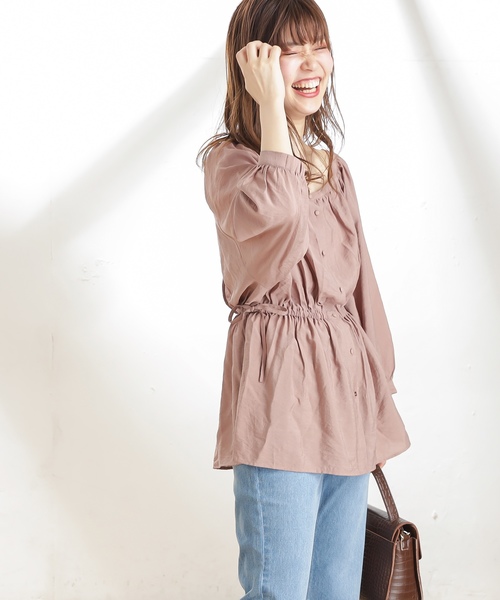 natural couture（ナチュラルクチュール）の「2WAYドロストチュニック（シャツ/ブラウス・レディース・ピンク/マスタード/ライトベージュ/モカ・FREE）」の6枚目の写真