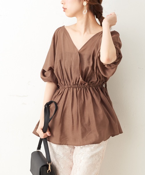 natural couture（ナチュラルクチュール）の「2WAYドロストチュニック（シャツ/ブラウス・レディース・ピンク/マスタード/ライトベージュ/モカ・FREE）」の20枚目の写真