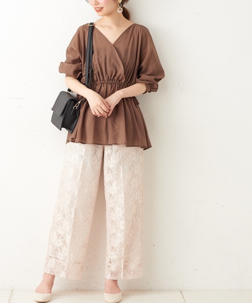 natural couture（ナチュラルクチュール）の「2WAYドロストチュニック（シャツ/ブラウス・レディース・ピンク/マスタード/ライトベージュ/モカ・FREE）」の19枚目の写真