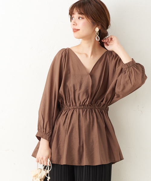 natural couture（ナチュラルクチュール）の「2WAYドロストチュニック（シャツ/ブラウス・レディース・ピンク/マスタード/ライトベージュ/モカ・FREE）」の18枚目の写真