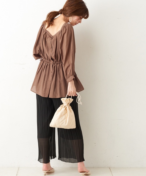 natural couture（ナチュラルクチュール）の「2WAYドロストチュニック（シャツ/ブラウス・レディース・ピンク/マスタード/ライトベージュ/モカ・FREE）」の17枚目の写真