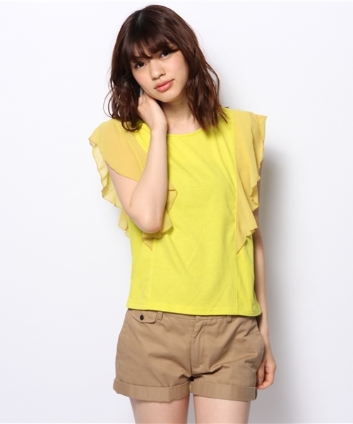 WHO'S WHO gallery(フーズフーギャラリー)の「バタフライムジTEE(Tシャツ/カットソー・レディース・ホワイト/ブラック/イエロー・FREE)」の1枚目の写真