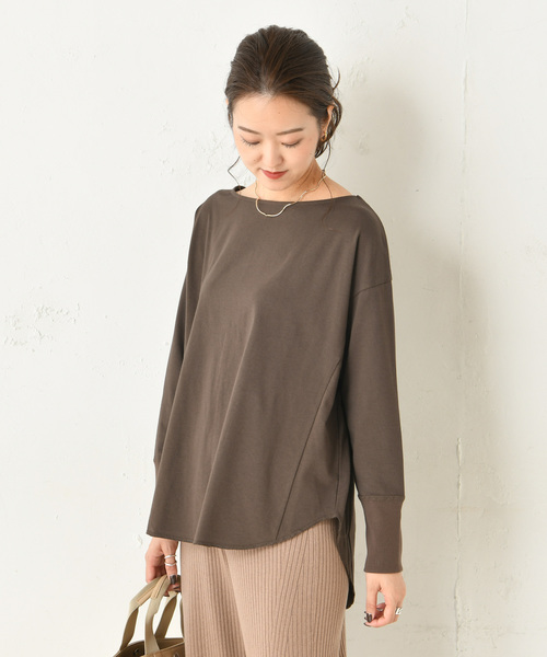DouDou(ドゥドゥ)の「ロンT(Tシャツ/カットソー・レディース・ブラウン/グリーン/ピンク/グレイッシュベージュ・FREE)」の2枚目の写真