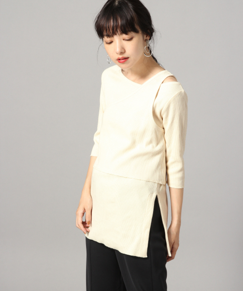 LOWRYS FARM（ローリーズファーム）の「manywayリブプルオーバー　851663（Tシャツ/カットソー・レディース・ブラック/ブラウン/アイボリー・FREE）」の3枚目の写真