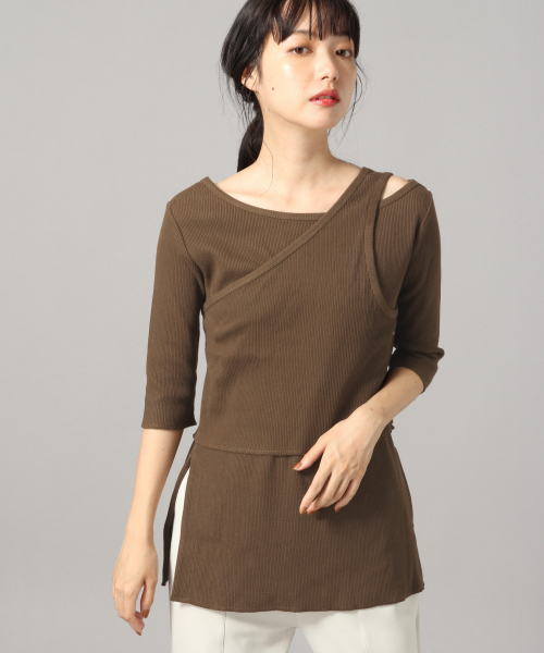 LOWRYS FARM（ローリーズファーム）の「manywayリブプルオーバー　851663（Tシャツ/カットソー・レディース・ブラック/ブラウン/アイボリー・FREE）」の2枚目の写真