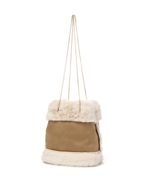 GLOBAL WORK（グローバルワーク）の「リバーシブルムートンミニチェーンバッグ/852217（ショルダーバッグ・レディース・ベージュ/グレー・FREE）」の2枚目の写真