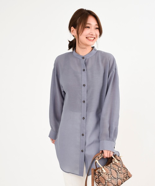 DouDou（ドゥドゥ）の「シアーシャツ（シャツ/ブラウス・レディース・パープル/オレンジ/グレイッシュベージュ・FREE）」の3枚目の写真