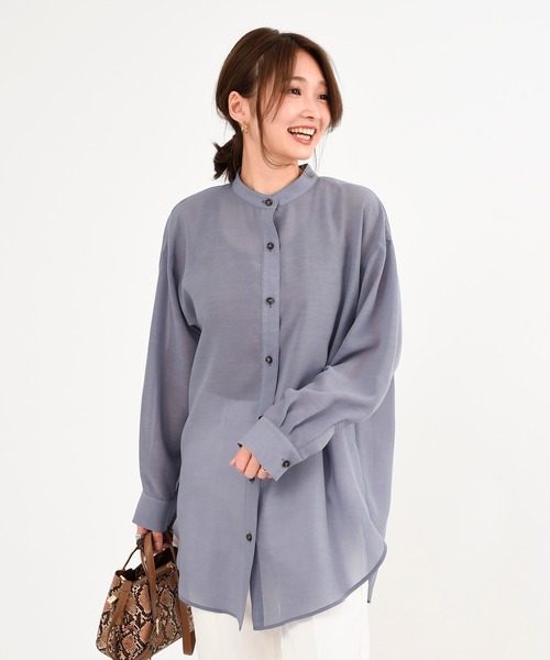 DouDou（ドゥドゥ）の「シアーシャツ（シャツ/ブラウス・レディース・パープル/オレンジ/グレイッシュベージュ・FREE）」の16枚目の写真