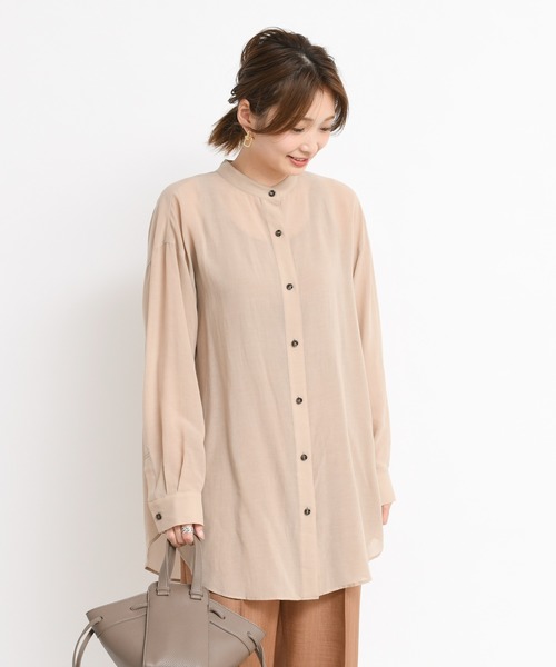 DouDou（ドゥドゥ）の「シアーシャツ（シャツ/ブラウス・レディース・パープル/オレンジ/グレイッシュベージュ・FREE）」の9枚目の写真