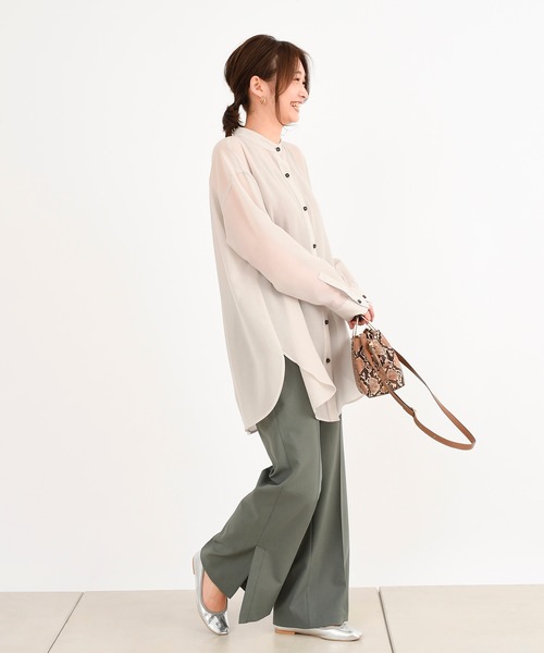 DouDou（ドゥドゥ）の「シアーシャツ（シャツ/ブラウス・レディース・パープル/オレンジ/グレイッシュベージュ・FREE）」の13枚目の写真