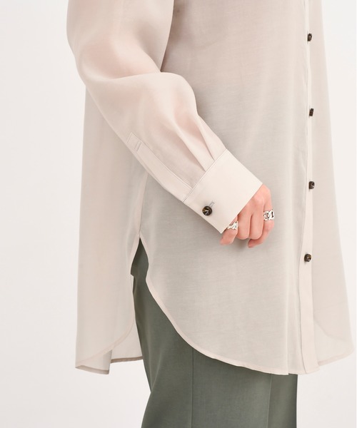 DouDou（ドゥドゥ）の「シアーシャツ（シャツ/ブラウス・レディース・パープル/オレンジ/グレイッシュベージュ・FREE）」の14枚目の写真