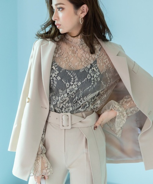 AMBIENT（アンビエント）の「ｼｰｽﾙｰｺｰﾄﾞﾚｰｽﾄｯﾌﾟｽ（シャツ/ブラウス・レディース・アイボリー/ピンク/ブラック・FREE）」の2枚目の写真