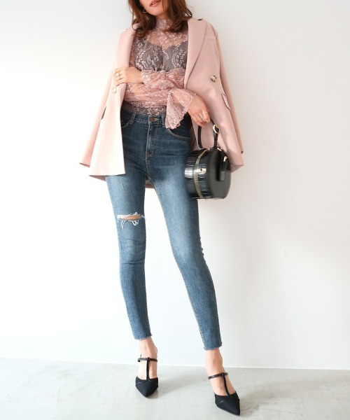 AMBIENT（アンビエント）の「ｼｰｽﾙｰｺｰﾄﾞﾚｰｽﾄｯﾌﾟｽ（シャツ/ブラウス・レディース・アイボリー/ピンク/ブラック・FREE）」の9枚目の写真