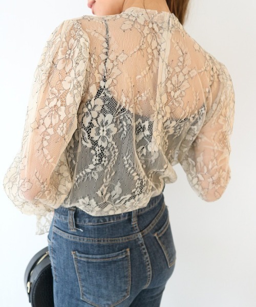 AMBIENT（アンビエント）の「ｼｰｽﾙｰｺｰﾄﾞﾚｰｽﾄｯﾌﾟｽ（シャツ/ブラウス・レディース・アイボリー/ピンク/ブラック・FREE）」の8枚目の写真