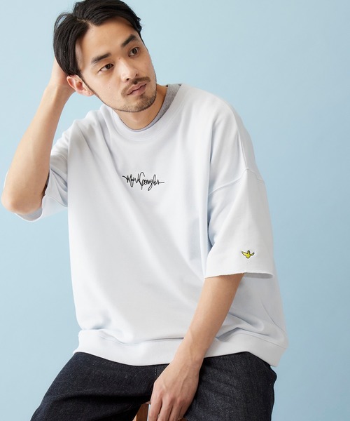 Mark Gonzales（マーク・ゴンザレス）の「Mark Gonzales/マークゴンザレス MONO-MART別注 ビッグシルエット 1/2 sleeveプルオーバースウェット（スウェット・メンズ・ライトベージュ/グレー系その他/パープル系その他/ベージュ/ライトブルー/ライトピンク/グリーン系その他/ダークグリーン/ブラック/オフホワイト・FREE）」の8枚目の写真