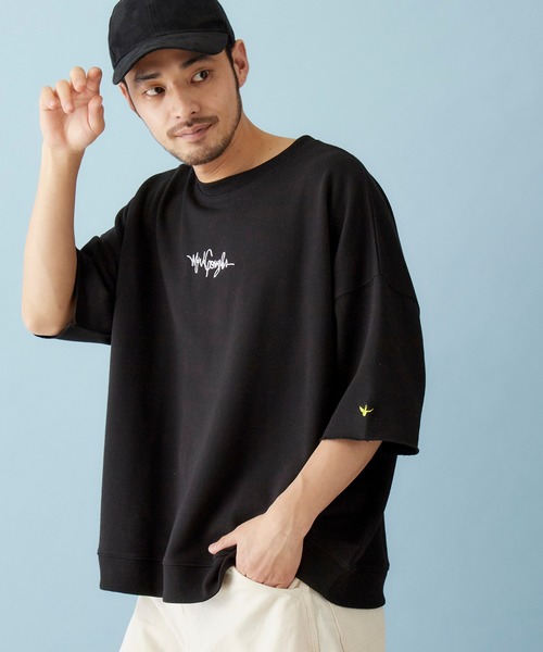 Mark Gonzales（マーク・ゴンザレス）の「Mark Gonzales/マークゴンザレス MONO-MART別注 ビッグシルエット 1/2 sleeveプルオーバースウェット（スウェット・メンズ・ライトベージュ/グレー系その他/パープル系その他/ベージュ/ライトブルー/ライトピンク/グリーン系その他/ダークグリーン/ブラック/オフホワイト・FREE）」の2枚目の写真
