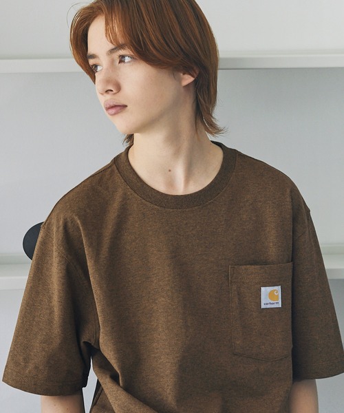 Carhartt(カーハート)の「【Carhartt カーハート】/ビッグサイズ ワンポイントロゴ 半袖ポケットTシャツ カットソー(Tシャツ/カットソー・メンズ・ホワイト/ヘザーチャコール/ベージュ系その他/ネイビー/ブラウン系その他/ブラック/ダークブラウン/ヘザーグレー/ボルドー/グリーン系その他/ブルー系その他3/グリーン系その他2/ダークカーキ/オリーブ・XL/L/M/S)」の6枚目の写真