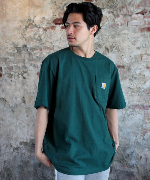 Carhartt(カーハート)の「【Carhartt カーハート】/ビッグサイズ ワンポイントロゴ 半袖ポケットTシャツ カットソー(Tシャツ/カットソー・メンズ・ホワイト/ヘザーチャコール/ベージュ系その他/ネイビー/ブラウン系その他/ブラック/ダークブラウン/ヘザーグレー/ボルドー/グリーン系その他/ブルー系その他3/グリーン系その他2/ダークカーキ/オリーブ・XL/L/M/S)」の9枚目の写真
