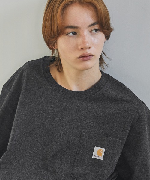 Carhartt(カーハート)の「【Carhartt カーハート】/ビッグサイズ ワンポイントロゴ 半袖ポケットTシャツ カットソー(Tシャツ/カットソー・メンズ・ホワイト/ヘザーチャコール/ベージュ系その他/ネイビー/ブラウン系その他/ブラック/ダークブラウン/ヘザーグレー/ボルドー/グリーン系その他/ブルー系その他3/グリーン系その他2/ダークカーキ/オリーブ・XL/L/M/S)」の4枚目の写真