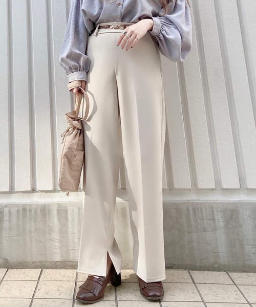 EPIMI E'PIMMY（エピミエピミー）の「《ZOZO限定》ビットベルト付きセンタープレスパンツ（その他パンツ・レディース・ピンク/ブルー/アイボリー・MEDIUM）」の2枚目の写真