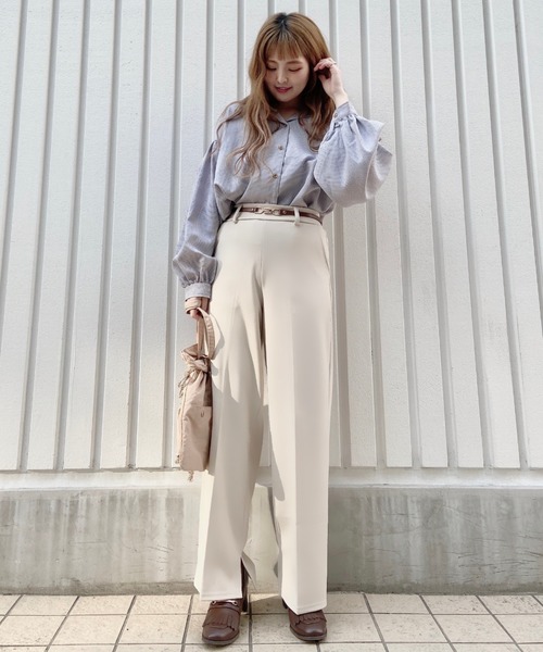 EPIMI E'PIMMY（エピミエピミー）の「《ZOZO限定》ビットベルト付きセンタープレスパンツ（その他パンツ・レディース・ピンク/ブルー/アイボリー・MEDIUM）」の8枚目の写真