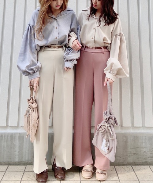 EPIMI E'PIMMY（エピミエピミー）の「《ZOZO限定》ビットベルト付きセンタープレスパンツ（その他パンツ・レディース・ピンク/ブルー/アイボリー・MEDIUM）」の6枚目の写真