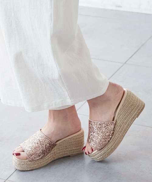 KOBE LETTUCE(コウベレタス)の「グリッタージュートサボサンダル(サンダル・レディース・ピンク系その他/シルバー系その他/ゴールド系その他/ブラウン/その他/クリア・LL/S/M/L)」の2枚目の写真