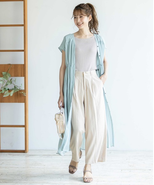 12Twelve Agenda(トゥエルブ アジェンダ)の「フレンチリネンワイドパンツ(その他パンツ・レディース・ネイビー/ベージュ/カーキ・S/M)」の6枚目の写真