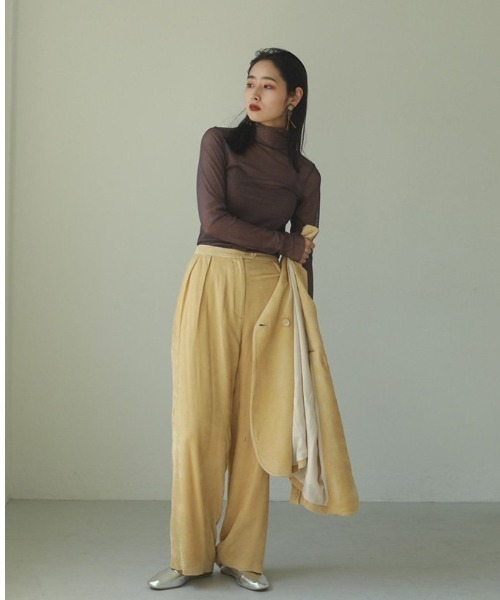 TODAYFUL(トゥデイフル)の「メッシュタートルトップス(Tシャツ/カットソー・レディース・モスグリーン/ダークパープル/キャメル・FREE)」の17枚目の写真