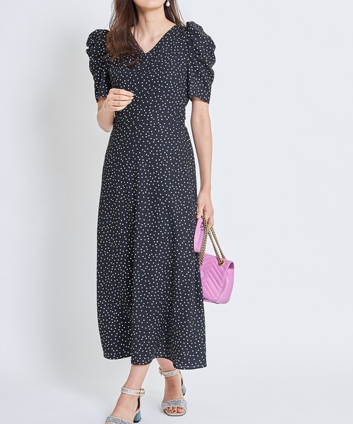 Cookie Chocolate（クッキーチョコレート）の「《美香さんコラボアイテム》ドットパワショルマキシワンピース（ワンピース・レディース・ブラック/イエロー・FREE）」の5枚目の写真