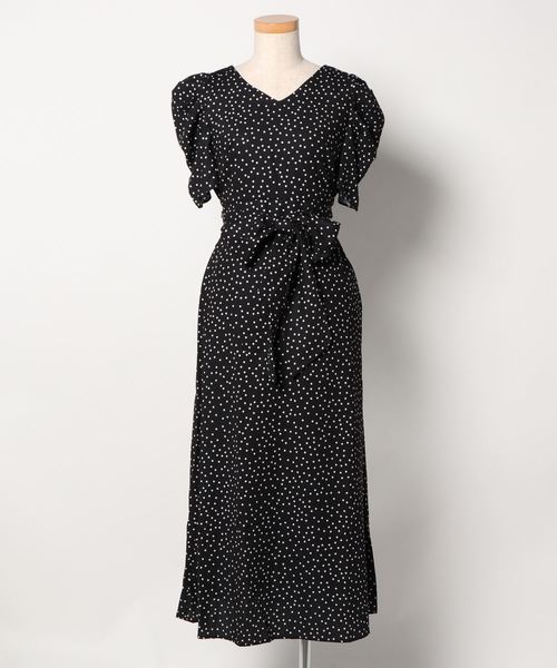 Cookie Chocolate（クッキーチョコレート）の「《美香さんコラボアイテム》ドットパワショルマキシワンピース（ワンピース・レディース・ブラック/イエロー・FREE）」の9枚目の写真