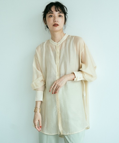 earth music&ecology(アースミュージックアンドエコロジー)の「★Mシアーシャツチュニック *(シャツ/ブラウス・レディース・サックスブルー/アイボリー/ミント/モカ・FREE)」の2枚目の写真