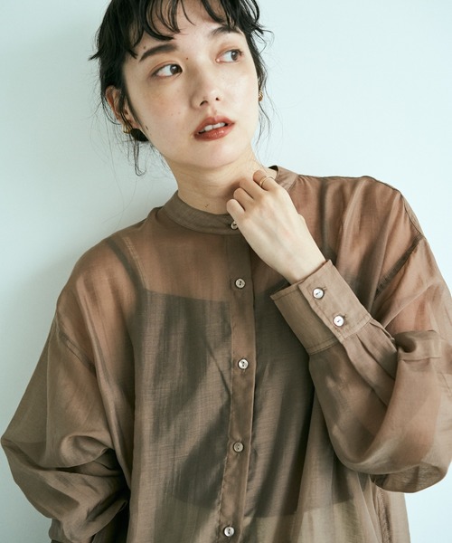 earth music&ecology(アースミュージックアンドエコロジー)の「★Mシアーシャツチュニック *(シャツ/ブラウス・レディース・サックスブルー/アイボリー/ミント/モカ・FREE)」の3枚目の写真