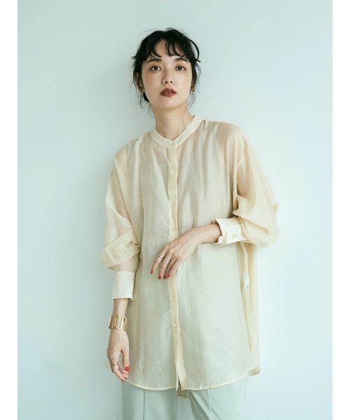 earth music&ecology(アースミュージックアンドエコロジー)の「★Mシアーシャツチュニック *(シャツ/ブラウス・レディース・サックスブルー/アイボリー/ミント/モカ・FREE)」の5枚目の写真